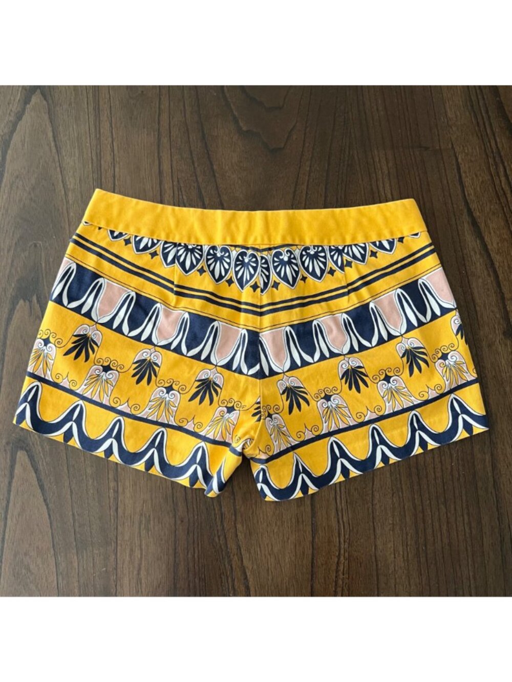 J.Crew Stretch City Fit Yellow Tile Palm Print Chino Shorts Holiday 2013 Size 4 - Picture 2 of 8